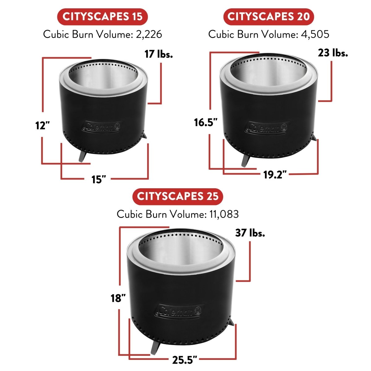 Coleman® Cityscapes™ 15 Smokeless Fire Pit - SHIPS 10/25/2024 - City Bonfires